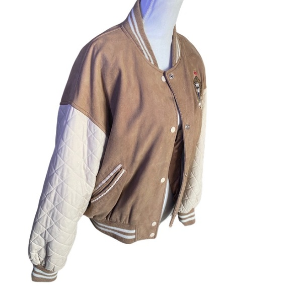 THE LIMITED Women’s Brown/Cream 100% Leather 100%Cotton Jacket Size M - Picture 4 of 8